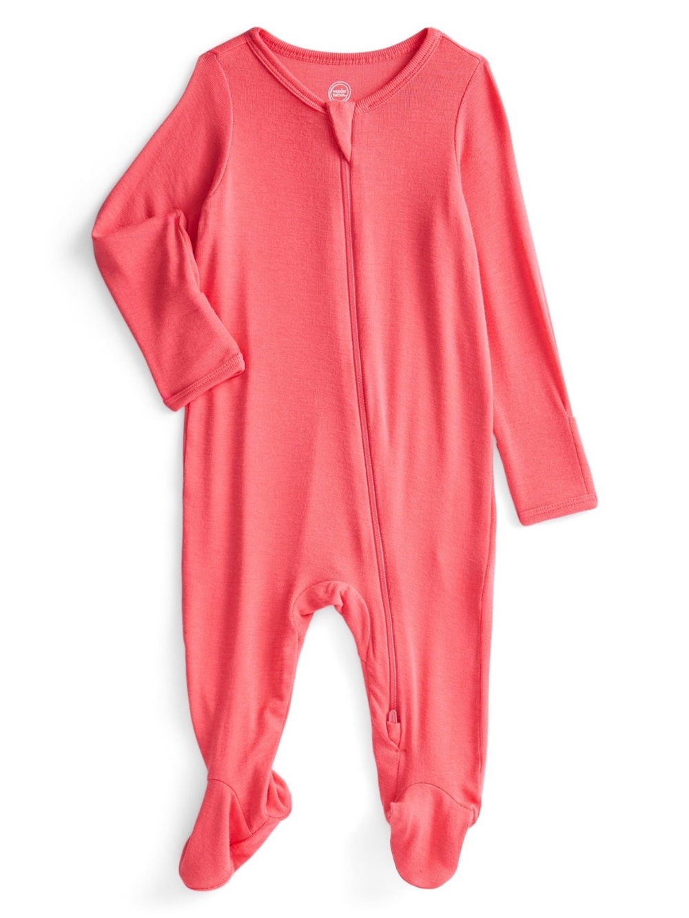 wonder nation Coral Pink Long-Sleeve Footed One-Piece